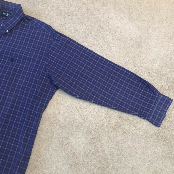Ralph Lauren Blake Mens Long Sleeve Shirt Large Purple Blue Two Ply Cotton Pony - Picture 8 of 10